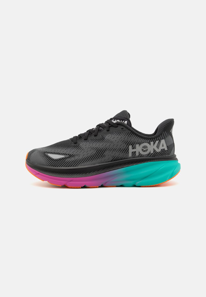 HOKA CLIFTON 9 GTX - Silniční běžecké boty - black/electric aqua