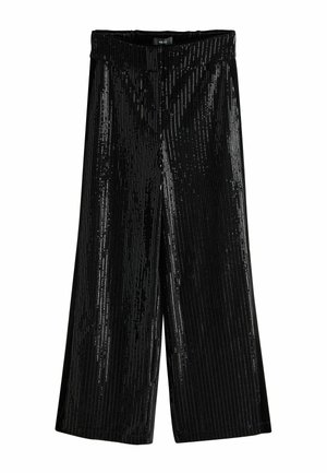 REGULAR FIT - SEQUIN WIDE - Nohavice - black