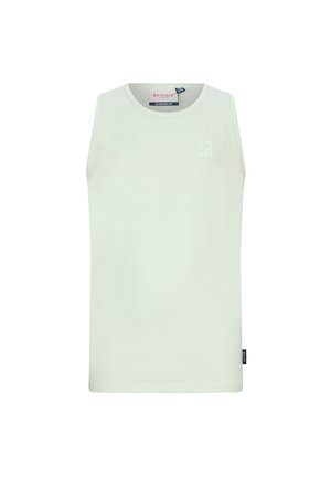 Witte mouwloze tanktop met ronde hals, klein logo op de borst en merklabel in de zijnaden.