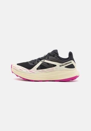 Salomon ULTRA FLOW - Laufschuh Trail - black/transparent yellow/rose violet