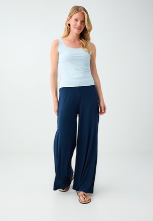 Jimmy Key, ELASTIC WAIST SLIT DETAILED STRAIGHT JERSEY TROUSERS - Pantalon classique - dark blue