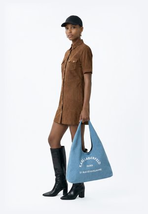 KARL LAGERFELD SLING HOBO BAG - Tote bag - mid blue stone