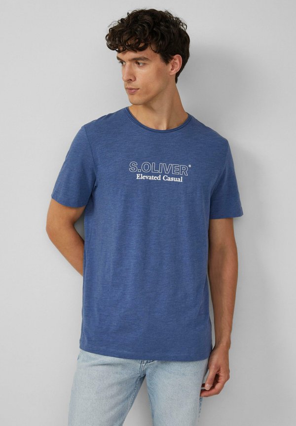 MIT ROLLKANTE UND FRONTPRINT - T-Shirt basic - blau