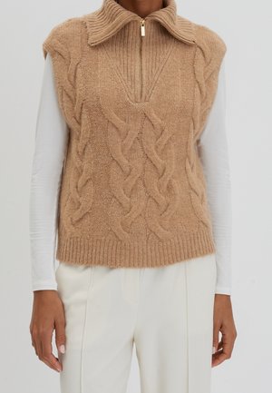 Striktrøje - mottled light brown