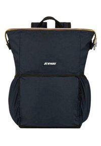 Marineblauwe nylon rugzak met een handvat aan de bovenkant, ritssluiting, voorzak en verstelbare schouderbanden. Voorzien van het K-WAY-logo aan de voorkant.