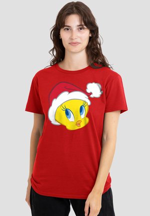 Cotton Soul, LOONEY TUNES TWEETY PIE SANTA HAT - Print T-shirt - red