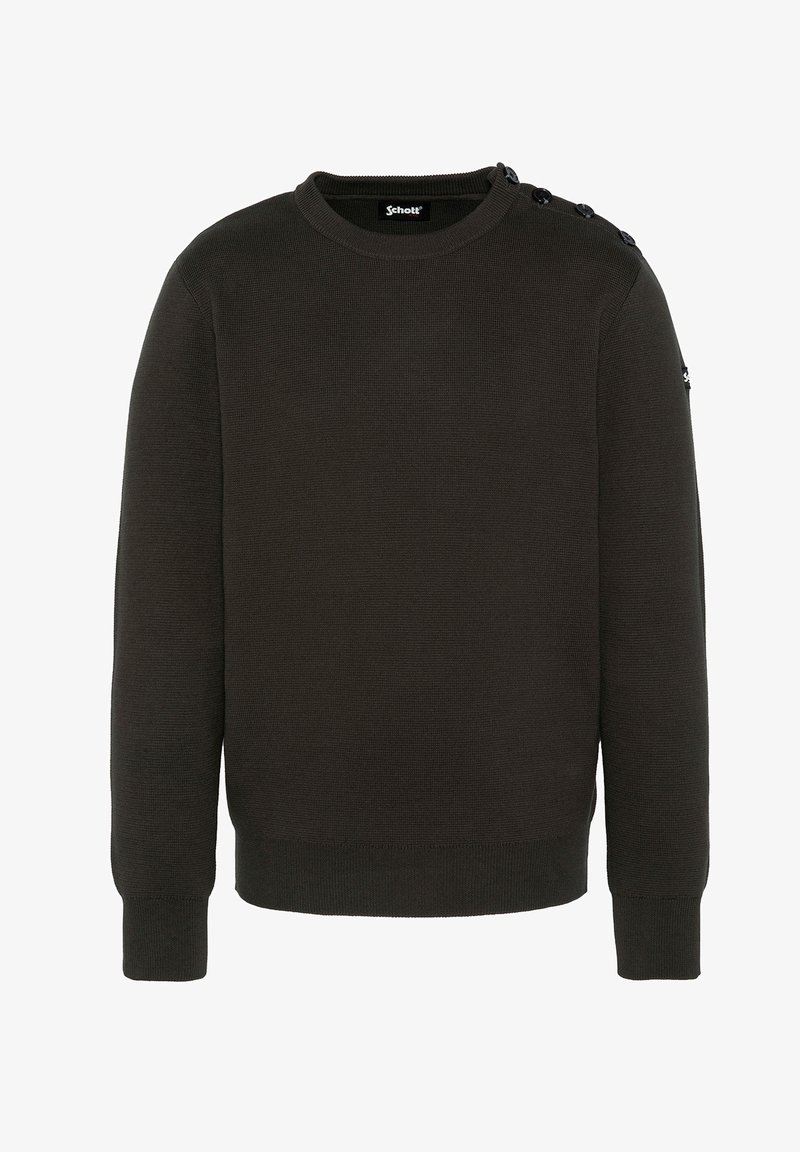 Schott ARMY CREWNECK - Pullover - kaki foncé