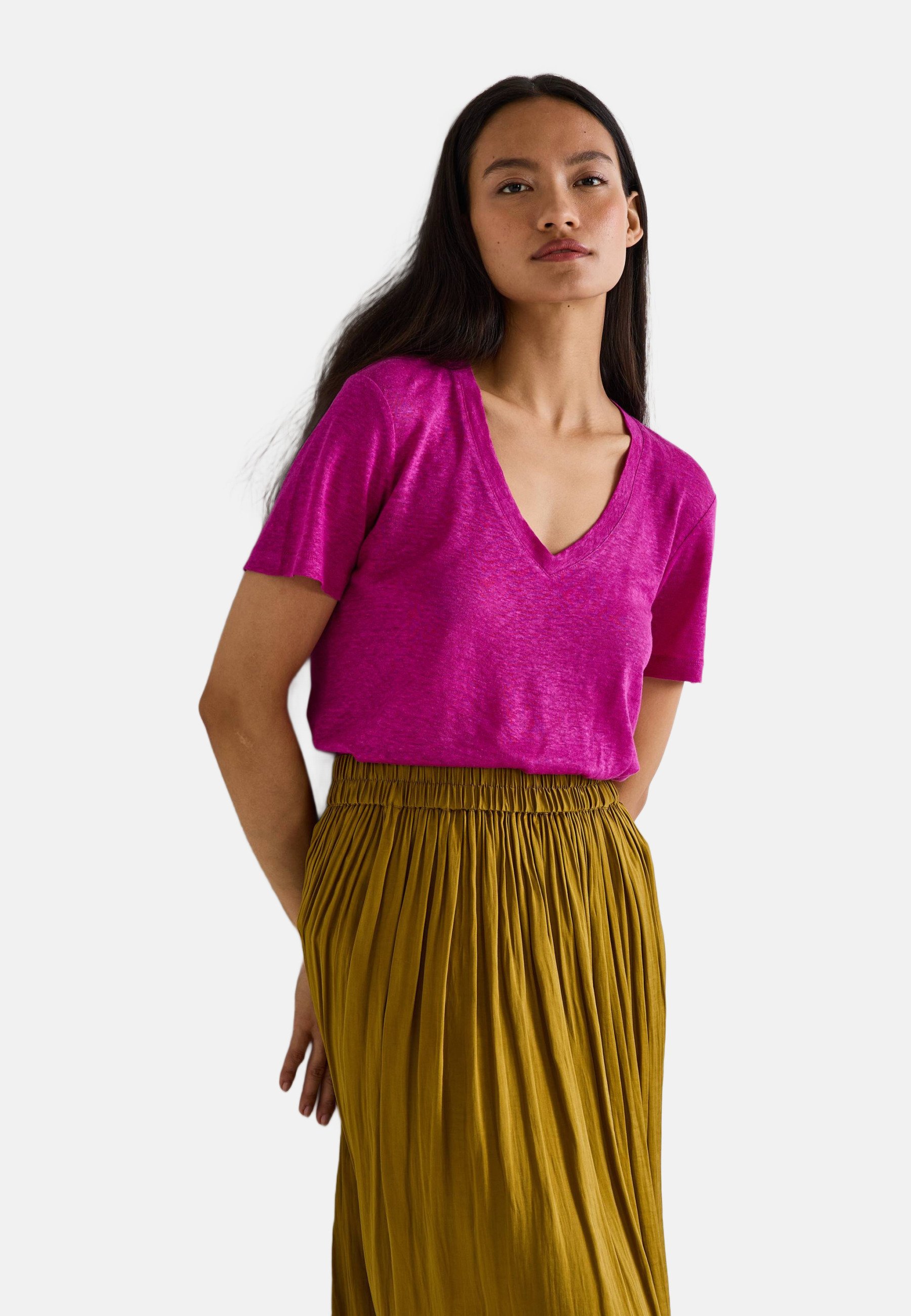 Monoprix COL V T-shirt basique princesse/rose