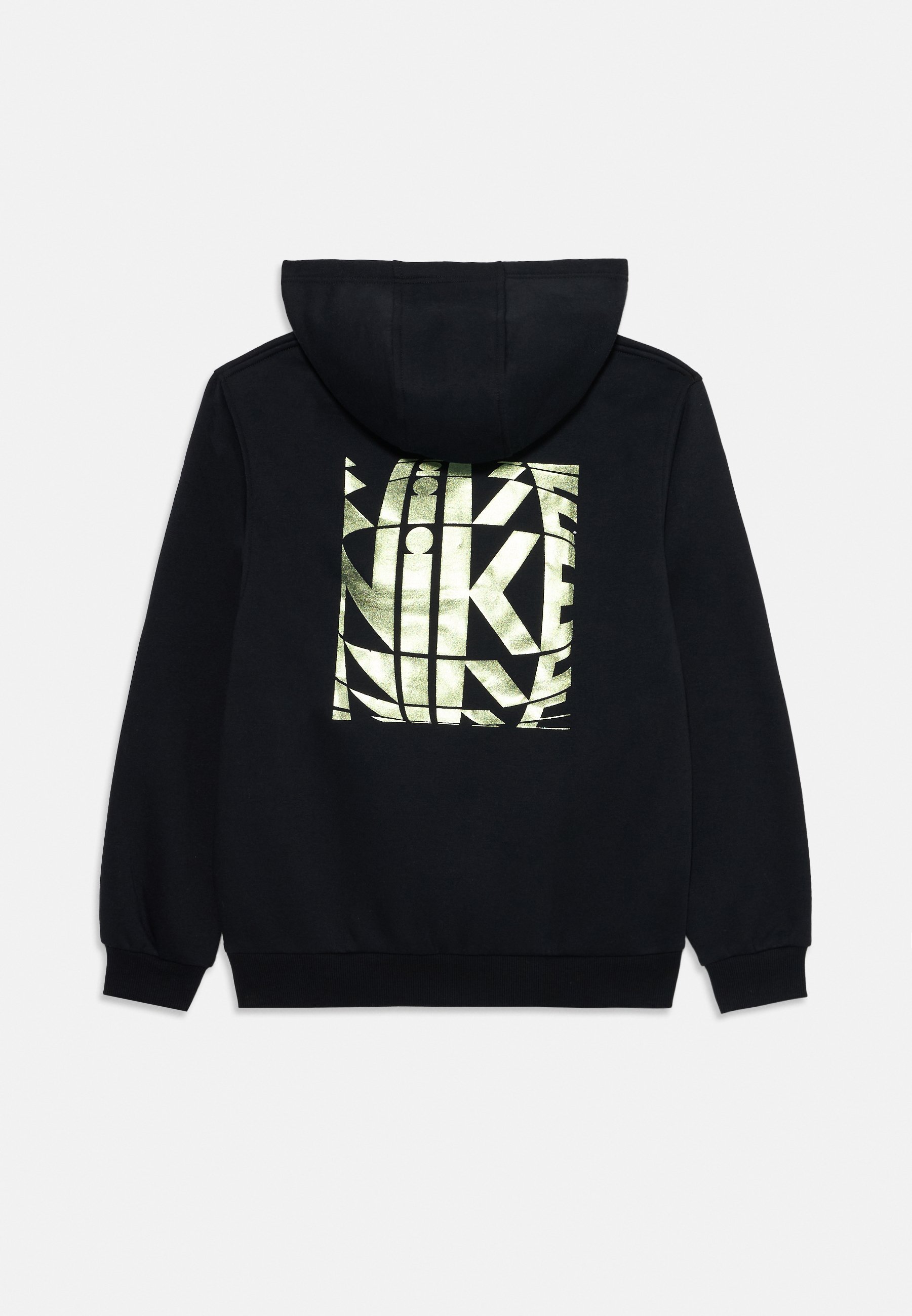black nike hoodie with gold logo