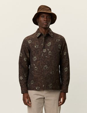 KALEB FLOWER JACQUARD OVERSHIRT - Chemise - monk's robe brown
