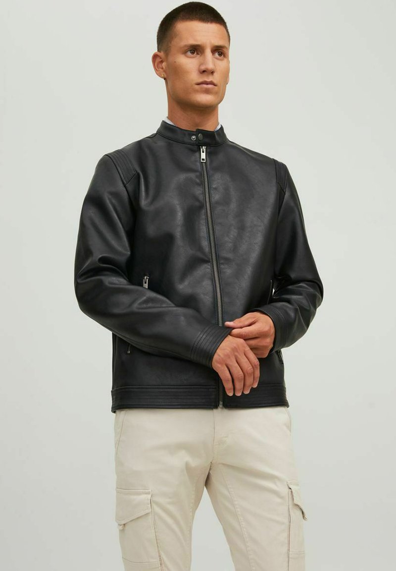 Jack & Jones - JJEROCKY CLEAN JACKET - Jacka i konstläder - black, Förstora