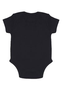 Svart kortärmad bodysuit i bomull, med rund halsringning och knäppning i botten. Enkel, enfärgad med en slät textur.