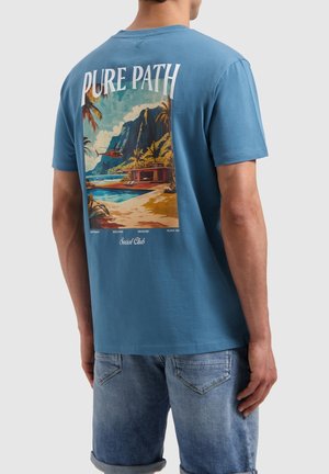 REGULAR FIT CREWNECK  - Print T-shirt - mid blue
