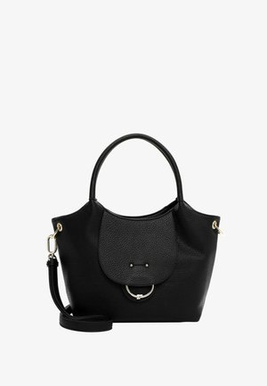 Musta nahast käekott tekstuuriga pinnaga, ümarate käepidemetega, esiklapiga, kuldse riistvaraga ja eemaldatava rihmaga. Omab ringikujulist aksessuaari.