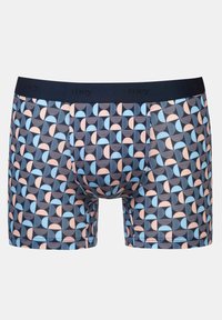 Boxershorts i marinblått med ett geometriskt mönster i rosa och blått. Har en mjuk midjeband med logotyp. Tillverkad av stretchig bomullsmaterial.