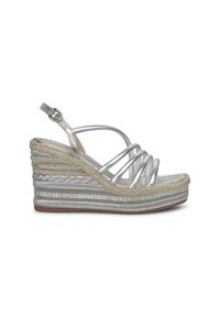 Alma En Pena Sandali Con Tacco Da Donna - Modello Oporto Gold, Tacco 4,5 Cm, Chiusura Con Fibbia