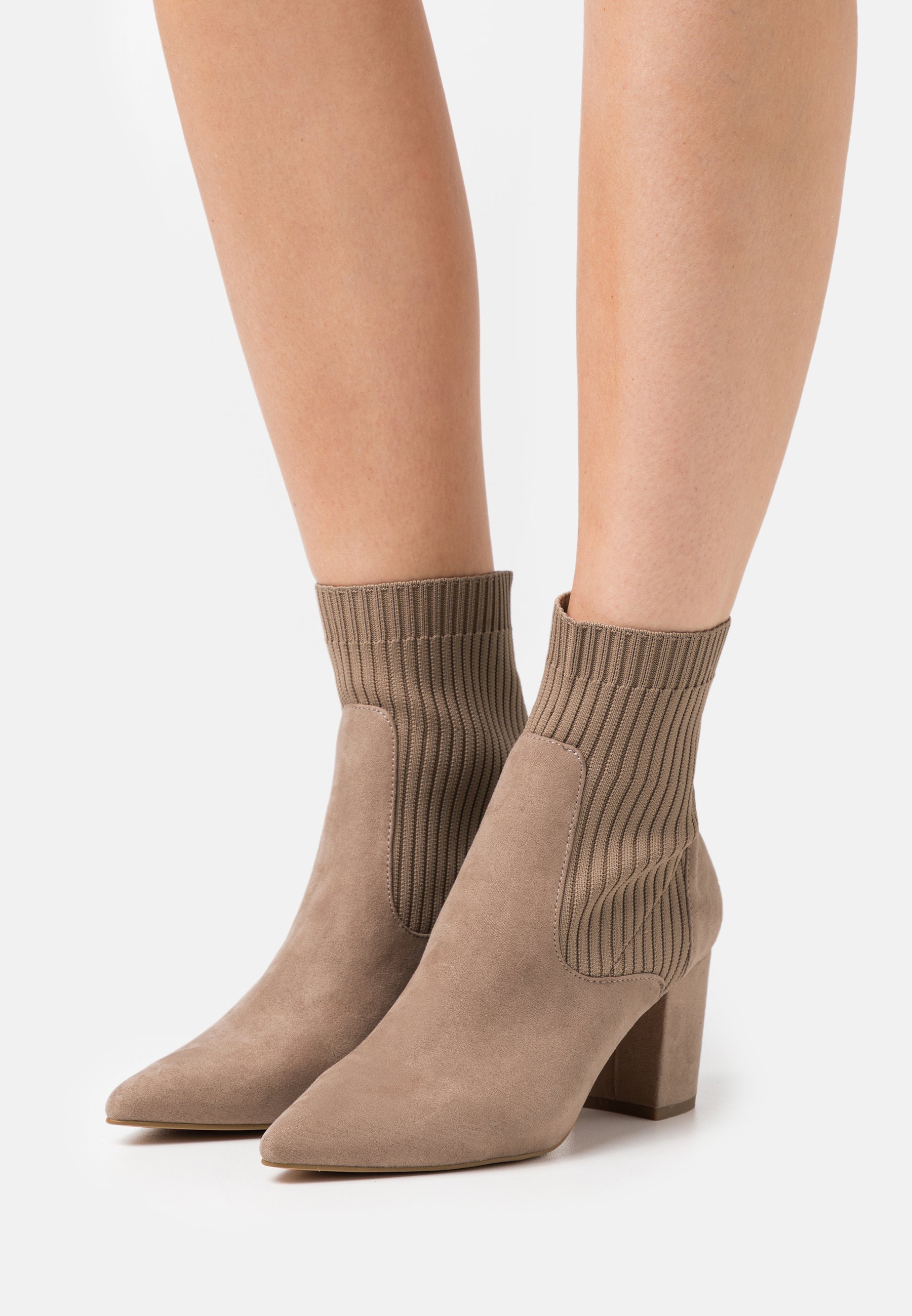 ribbed faux suede booties