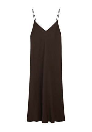 Massimo Dutti, FLOWING SATIN MIDI DRESS - Maxiklänning - dark brown