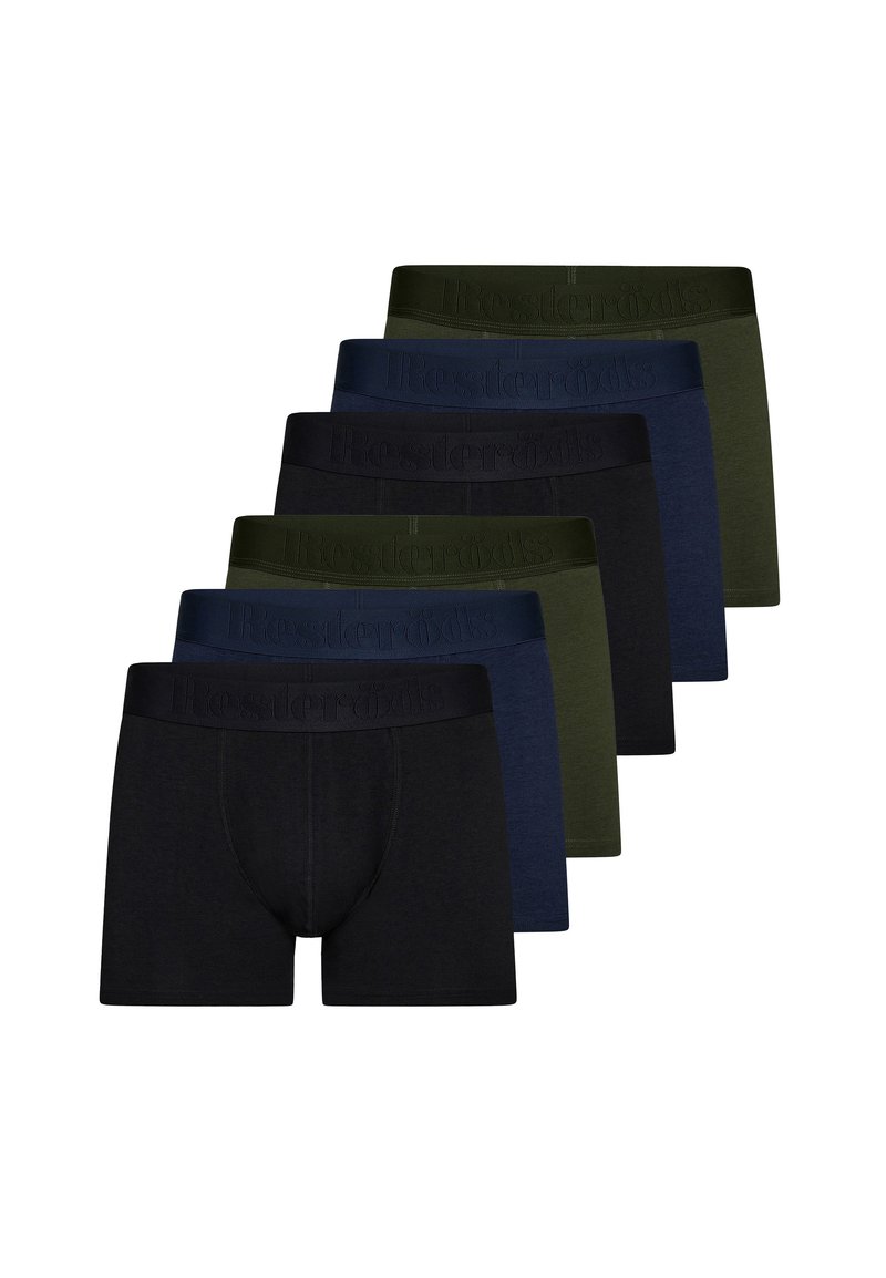 Set aus sieben Herrenboxershorts in einer Mischung aus Schwarz, Marineblau und Grün. Weiches Material mit einem elastischen Bund, der mit dem Markennamen geprägt ist.