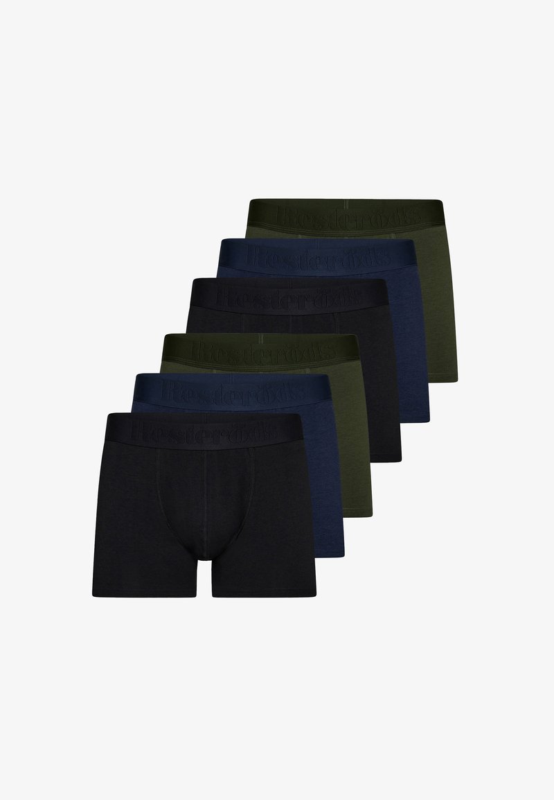 Set aus sieben Herrenboxershorts in einer Mischung aus Schwarz, Marineblau und Grün. Weiches Material mit einem elastischen Bund, der mit dem Markennamen geprägt ist.