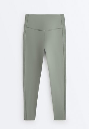 OYSHO, COMFORTLUX HIGH RISE RIB ANKLE-LENGTH - Leggings - mottled green