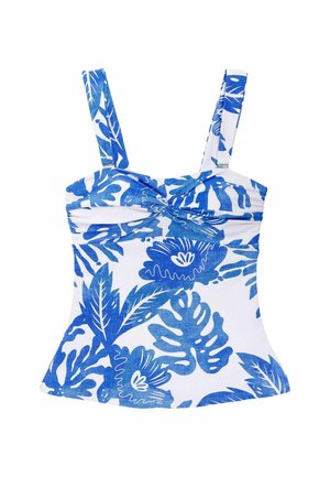 Next WIDE STRAP TUMMY CONTROL - Bikinitop - blue white floral