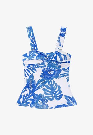 Next WIDE STRAP TUMMY CONTROL BANDEAU TALL - Horní díl bikin - blue white floral