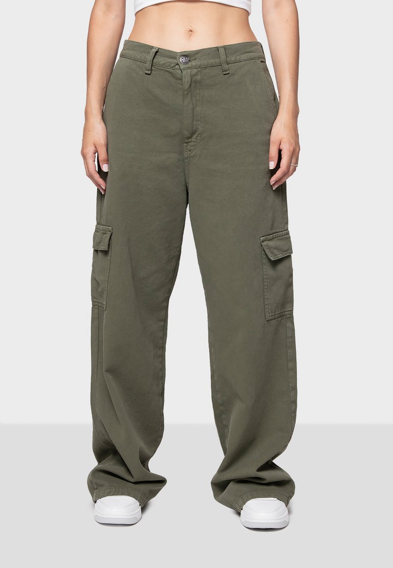 Kaotiko - CARGO WIDE LEG - Cargobukser - khaki, Forstør