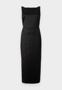 High-Neck Satin Sculpt Midi Dress - Occasion wear - black