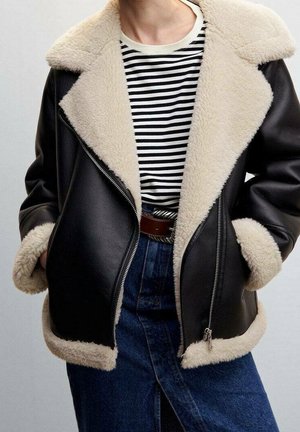 Imiteret læderjakke - black