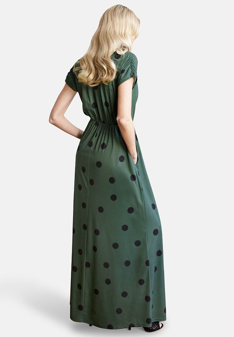 HotSquash Robe longue black polka dots on green/vert foncé ZALANDO