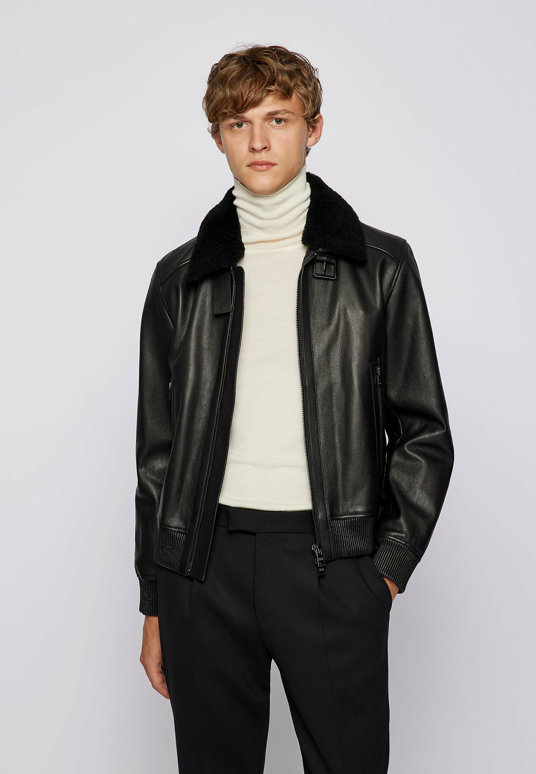 BOSS T-MEFON - Leren jas - black/Zwart - Zalando.nl