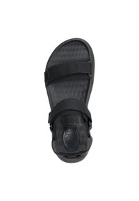 Infradito neri con fodera testurizzata, cinturini regolabili in velcro e forma sagomata. Presenta un'area imbottita con un accento del logo.