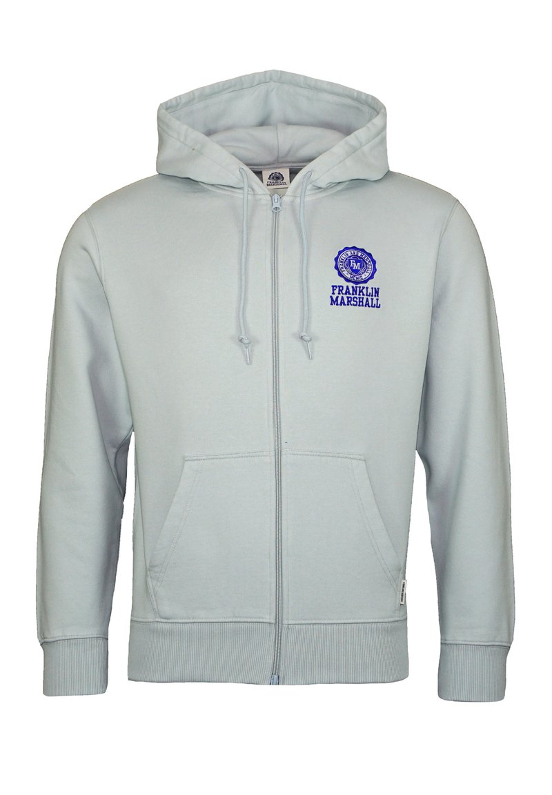 Franklin & Marshall FULL ZIPPER HOODIE MIT LOGO PRINT - Sweater met rits - grau