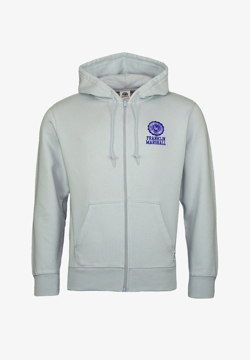 Franklin & Marshall FULL ZIPPER HOODIE MIT LOGO PRINT - Sweater met rits - grau