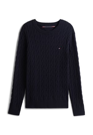 Tommy Hilfiger, CLASSIC CABLE CREW NECK  ELEVATED ESSENTIALS - Svetrík - desert sky