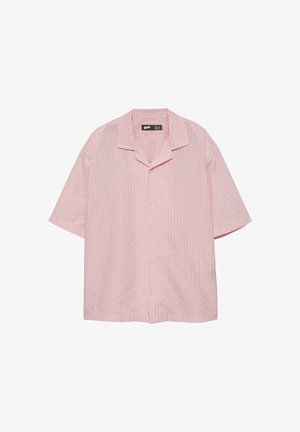 PULL&BEAR, SHORT SLEEVE CHECK - SHIRT - Chemise - pink