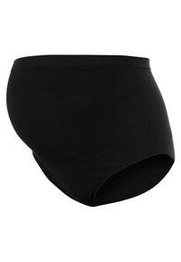 Svart graviditetsundertøy med høy midje, sømløst design og myk tekstur. Har en glatt elastisk midjebånd for komfort.