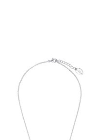 Collana d'argento con una delicata catena, dotata di un moschettone e di una lunghezza regolabile con più anelli. Design semplice ed elegante.