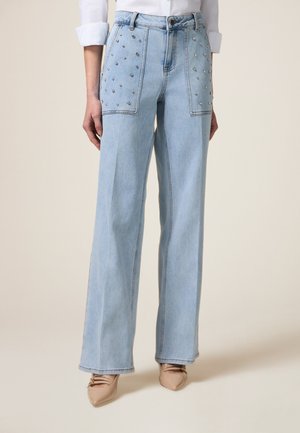 A PALAZZO CON CASTONI - Jeans a zampa - azzurro