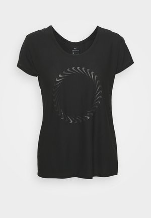 Černé tričko Dri-FIT z měkkého a lehkého materiálu. Na přední straně má kulatý, texturovaný design. Krátké rukávy a zaoblený výstřih.