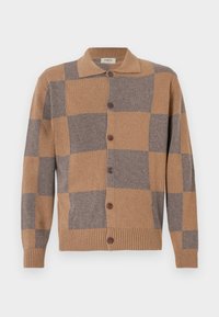 CHECKED CARDIGAN - Ζακέτα - dark chocolate