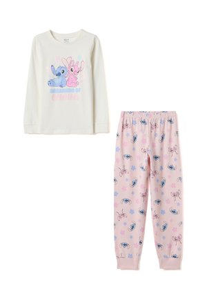 REGULAR FIT WITH STITCH PRINT - Nachtwäsche Set - white/pink