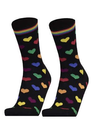 2ER-PACK RAINBOW HEARTS - Socken - black