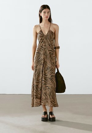 LONG ANIMAL PRINT - Maxi dress - mottled dark brown