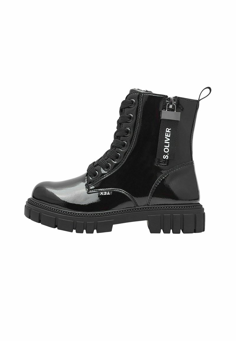 s.Oliver Stivaletti stringati - black patent