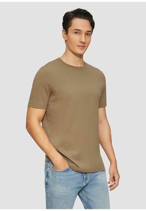 s.Oliver MIT CREW NECK UND LOGO - T-Shirt basic - sandstein