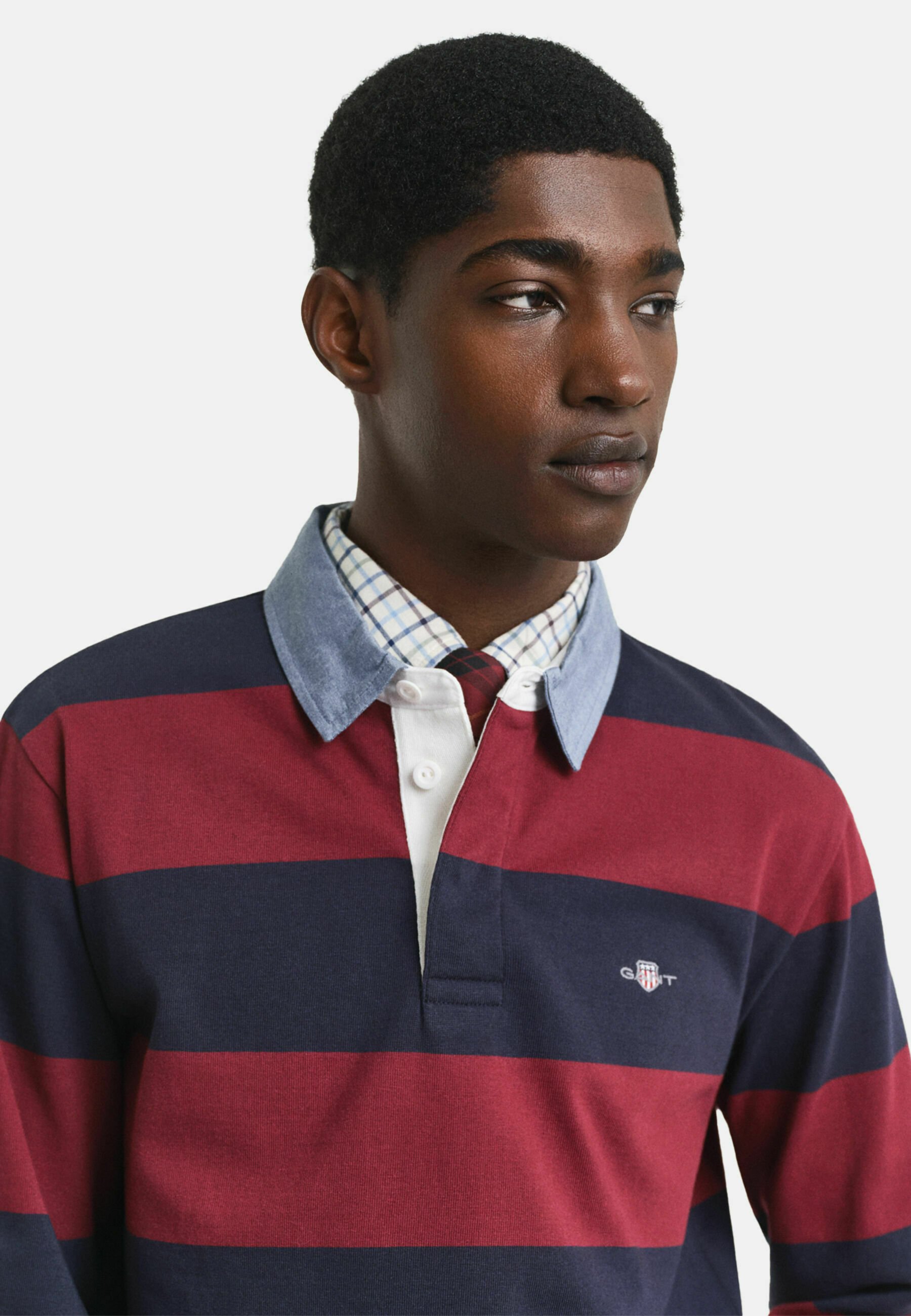 GANT CHAMBRAY STRIPE HEAVY RUGGER - Polo shirt - plumped red/red