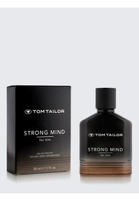 Tom Tailor Strong Mind woda toaletowa dla niego, 50 ml spray w czarnej prostokątnej butelce z białym tekstem.