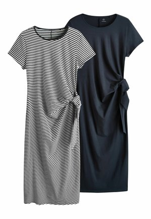 REGULAR FIT - 2 PACK TIE FRONT KNOTTED - Maxikleid - navy stripe